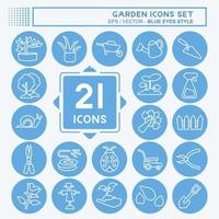 Icon Set Garden. suitable for Garden symbol. blue eyes style. simple design editable. design template vector. simple illustration vector