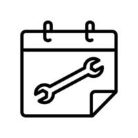 Calendar icon with double wrench. icon related to construction, labor day. Line icon style. Simple design editable vector