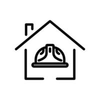 House icon with foreman hard hat. icon related to construction, house work, labor day. Line icon style. Simple design editable vector