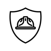 Foreman hard hat icon with shield. icon related to construction, job security, labor day. Line icon style. Simple design editable vector