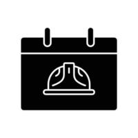 Calendar icon with Foreman hard hat. icon related to construction, labor day. Glyph icon style, solid. Simple design editable vector