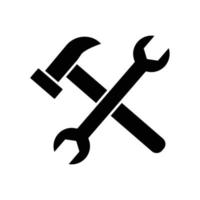 Double wrench icon with hammer. icon related to construction, labor day. Glyph icon style, solid. Simple design editable vector