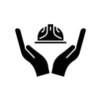 Hand icon with foreman hard hat. icon related to construction, labor day. Glyph icon style, solid. Simple design editable vector