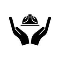 Hand icon with foreman hard hat. icon related to construction, labor day. Glyph icon style, solid. Simple design editable vector