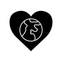 icono de la tierra en el corazón. ícono relacionado con la caridad, día internacional de la caridad. estilo de icono de glifo, sólido. diseño simple editable vector
