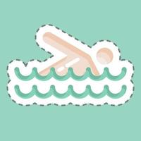 Sticker line cut Swimming. suitable for Summer symbol. simple design editable. design template vector. simple illustration vector