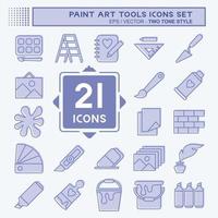 Icon Set Paint Art Tools. suitable for education symbol. two tone style. simple design editable. design template vector. simple illustration vector