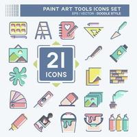 Icon Set Paint Art Tools. suitable for education symbol. doodle style. simple design editable. design template vector. simple illustration vector