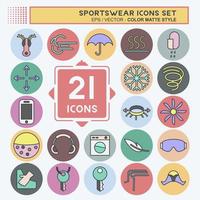 conjunto de iconos de ropa deportiva. adecuado para el símbolo de la educación. estilo compañero de color. diseño simple editable. vector de plantilla de diseño. ilustración sencilla