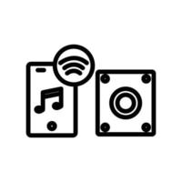 icono de teléfono móvil con caja de sonido. icono relacionado con tecnología, dispositivo inteligente, música, estilo de icono de línea. diseño simple editable vector