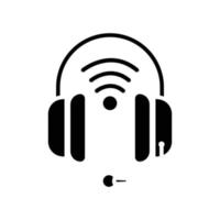 Headphone icon with signal. icon related to electronic, technology, smart device. Glyph icon style, solid. Simple design editable vector