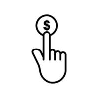 icono de toque de mano con dólar. icono relacionado con la caridad, los negocios. estilo de icono de línea. diseño simple editable vector