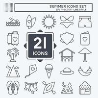 Icon Set Summer. suitable for education symbol. line style. simple design editable. design template vector. simple illustration vector