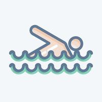 Icon Swimming. suitable for Summer symbol. doodle style. simple design editable. design template vector. simple illustration vector