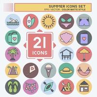 Icon Set Summer. suitable for education symbol. color mate style. simple design editable. design template vector. simple illustration vector