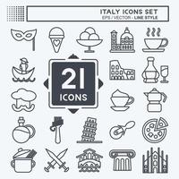 conjunto de iconos de italia. adecuado para el símbolo de la educación. estilo de línea diseño simple editable. vector de plantilla de diseño. ilustración sencilla