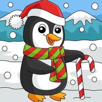 navidad santa pingüino dibujos animados de colores vector