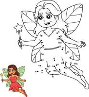 Dot to Dot Fairy Holding Magic Wand Coloring Page vector