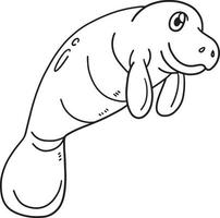 Manatee Isolated Coloring Page for Kids vector