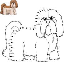 Dot to Dot Lhasa Apso Coloring Page for Kids vector