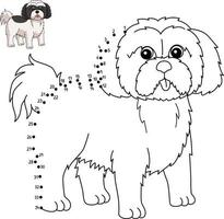 Dot to Dot Shih Tzu Coloring Page for Kids vector