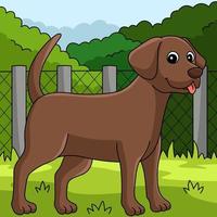 Chocolate Lab Dog Colored Cartoon Illustration vector