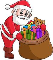 Christmas Santa Claus With Bag Cartoon Clipart vector