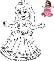 Dot to Dot Princess In front of Castle Coloring vector