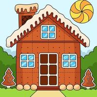 Christmas Gingerbread House Colored Cartoon vector