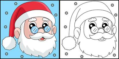 Christmas Santa Head Coloring Page Illustration