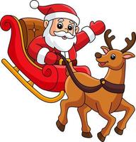 Christmas Santa Sleigh a Reindeer Cartoon Clipart vector