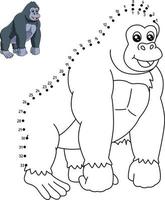 Dot to Dot Gorilla Coloring Page for Kids vector