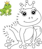 Dot to Dot Frog With A Crown Coloring Page vector