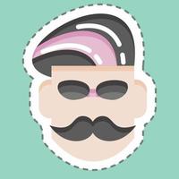 Sticker line cut Mustache. suitable for Barbershop symbol. simple design editable. design template vector. simple illustration vector