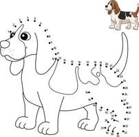 Dibujo para colorear de Basset Hound punto a punto para niños. vector