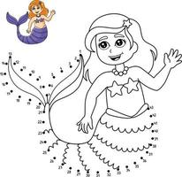 Dot to Dot Mermaid Coloring Page for Kids vector