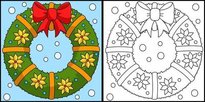 Christmas Wreath Coloring Page Illustration vector