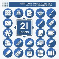 Icon Set Paint Art Tools. suitable for education symbol. long shadow style. simple design editable. design template vector. simple illustration