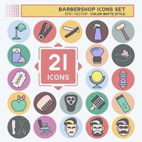 Icon Set Barbershop. suitable for education symbol. color mate style. simple design editable. design template vector. simple illustration vector