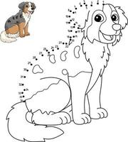 Dot to Dot Australian Shepherd Coloring Page for Kids vector