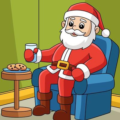 Christmas Santa Sitting On A Chair Colored Cartoon 10789300 Vector Art at  Vecteezy