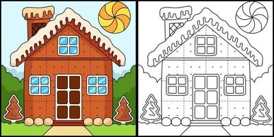 Christmas Gingerbread House Coloring Page vector