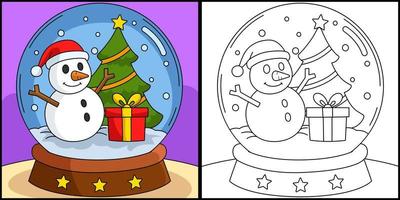Christmas Snow Globe Coloring Page Illustration vector