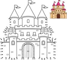punto a punto castillo real página para colorear para niños vector