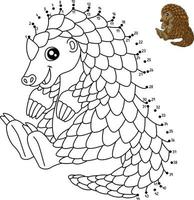 Dot to Dot Pangolin Coloring Page for Kids vector