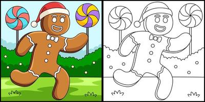 Christmas Ginger Bread Man Coloring Page vector