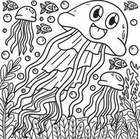 Jellyfish Coloring Page for Kids vector