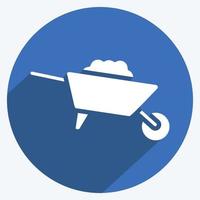 Icon Wheelbarrow. suitable for Garden symbol. long shadow style. simple design editable. design template vector. simple illustration vector