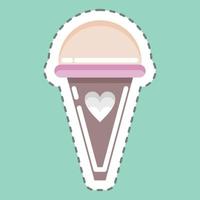 Sticker line cut Ice Cream. suitable for Summer symbol. simple design editable. design template vector. simple illustration vector