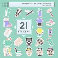 Sticker line cut Set Barbershop. suitable for education symbol. simple design editable. design template vector. simple illustration vector